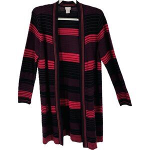 Chico's Multi-Colored Striped Cardigan Size L (2) Long Open Front Duster